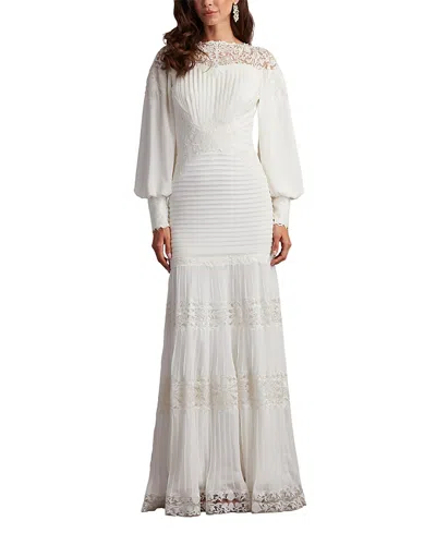 Tadashi Shoji Silverado Blouson Sleeve Gown In White