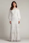 Tadashi Shoji Silverado Blouson Sleeve Gown In White