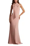 Tadashi Shoji Sims Shoulder Bow Halter Gown