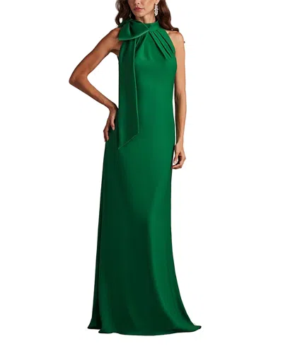 TADASHI SHOJI SIMS SHOULDER BOW HALTER GOWN