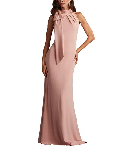 TADASHI SHOJI SIMS SHOULDER BOW HALTER GOWN