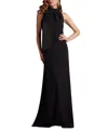 Tadashi Shoji Sims Taffeta Shoulder Bow Halter Gown