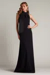 Tadashi Shoji Sims Taffeta Shoulder Bow Halter Gown Navy In Black