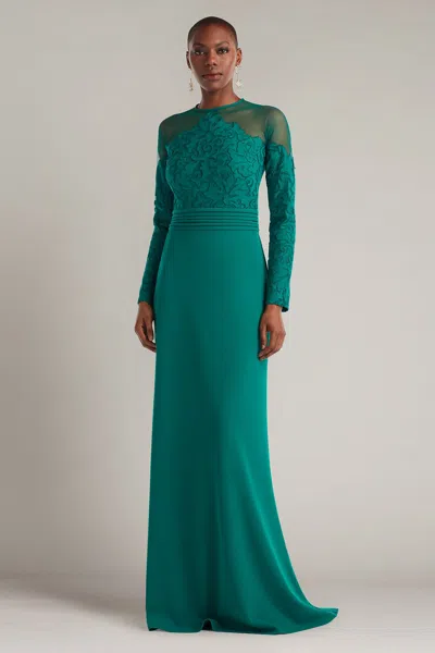 TADASHI SHOJI SINCLAIR EMBROIDERED CREPE GOWN