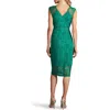 Tadashi Shoji Sleeveless Corded Lace Sheath Cocktail Dress In Emerald