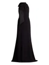 Tadashi Shoji Sims Taffeta Shoulder Bow Halter Gown In Black