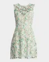 Tadashi Shoji Sleeveless Floral Lace Mini Dress In Green