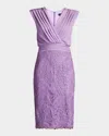 Tadashi Shoji Newell Embroidered Blouson Dress In Purple