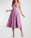 Tadashi Shoji Sleeveless Rosette Sweetheart Midi Dress In Water Lil Y