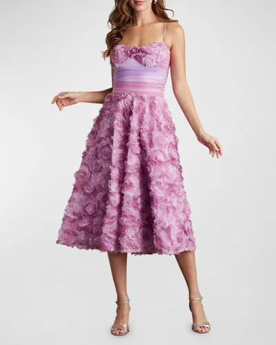 Tadashi Shoji Sleeveless Rosette Sweetheart Midi Dress In Purple