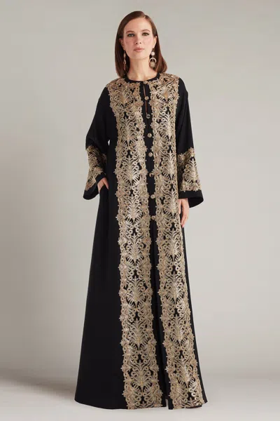 Tadashi Shoji Solem Sequin Embroidered Caftan Gown In Black