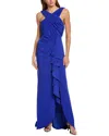 Tadashi Shoji Solid Gown In Blue