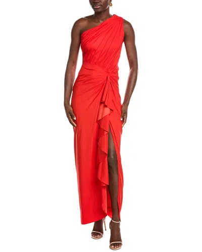 Tadashi Shoji Solid One-shoulder Maxi Dress In Orange