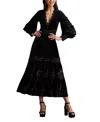 Tadashi Shoji Sonata Pleated Velvet Midi Dress In Black