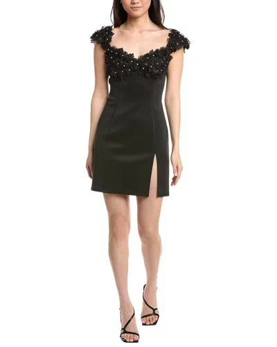 Tadashi Shoji Sone Floral Embellished Mini Dress In Black