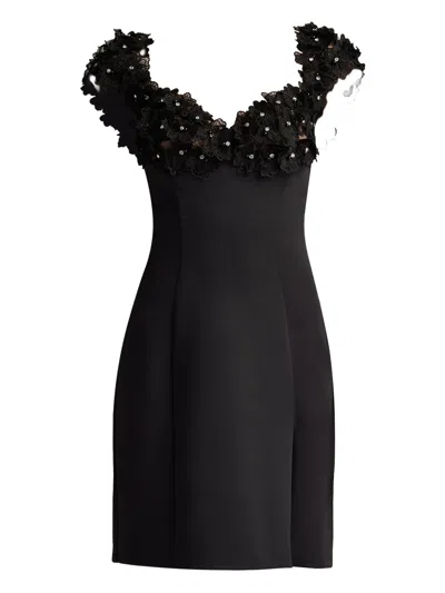Tadashi Shoji Sone Floral Embellished Mini Dress In Black
