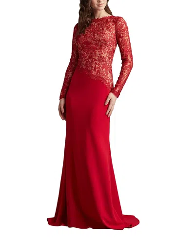 TADASHI SHOJI SORRELL EMBROIDERED CREPE GOWN