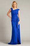 Tadashi Shoji Sperry Cascading Ruffle Gown In Blue