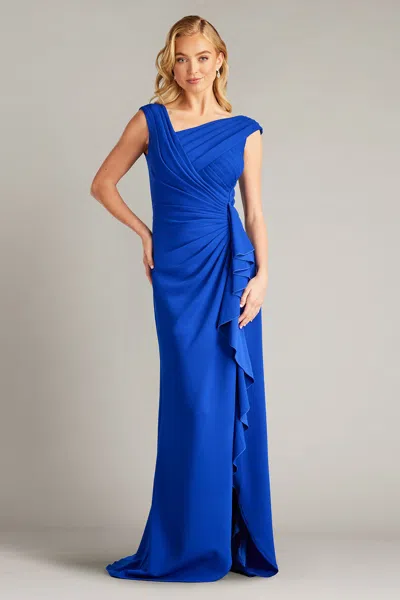 Tadashi Shoji Sperry Cascading Ruffle Gown In Blue