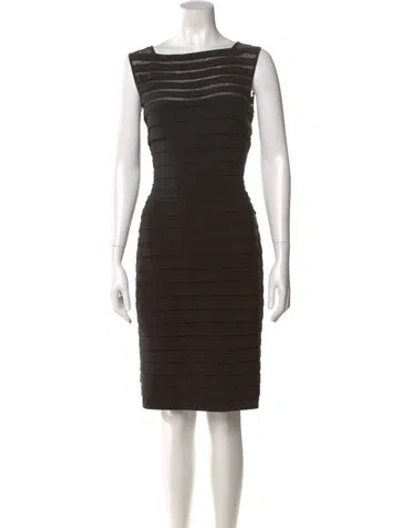 Pre-owned Tadashi Shoji Square Neckline Knee-length Dress In Black