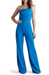 Tadashi Shoji Strapless Crepe Jumpsuit In Pacific Blue