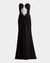 Tadashi Shoji Bos25324l Long Formal Slit Ruffle Evening Prom Dress In Black