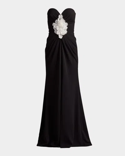 Tadashi Shoji Strapless Embellished Column Gown In Black