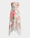 Tadashi Shoji Brette Floral Print Tassel Fringe Midi Dress In Whitefuchsia Floral