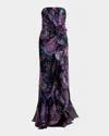 Tadashi Shoji Morwenna Floral-print Strapless Gown