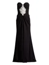Tadashi Shoji Bos25324l Long Formal Slit Ruffle Evening Prom Dress In Black