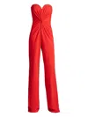 Tadashi Shoji Gathered Strapless Sweetheart Jumpsuit In Red