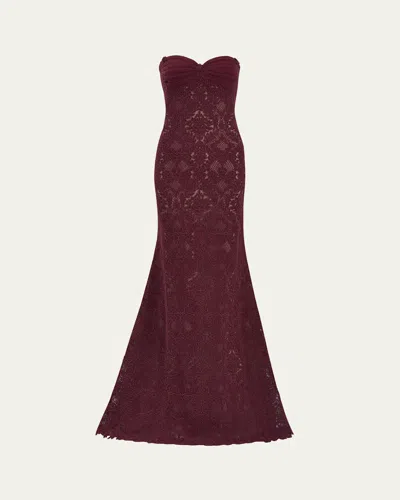 TADASHI SHOJI STRAPLESS LACE A-LINE GOWN