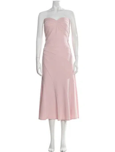 Pre-owned Tadashi Shoji Strapless Midi Length Dress In Pink