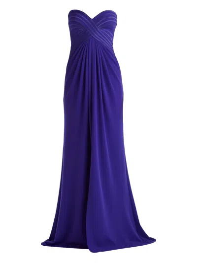 Tadashi Shoji Strapless Pleated Maxi Dress In Purple