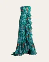 Tadashi Shoji Novie Floral Print Gown In Bamboo