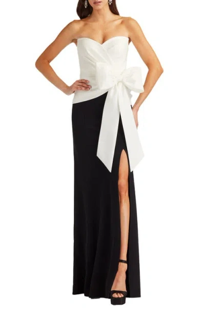 Tadashi Shoji Strapless Stretch Crepe Gown In Multi