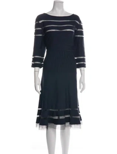 Pre-owned Tadashi Shoji Striped Midi Length Dress In Blue
