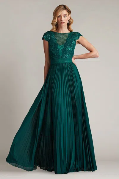 TADASHI SHOJI SURETTE SEQUIN EMBROIDERED &AMP; PLEATED CHIFFON GOWN