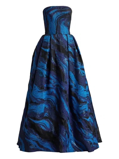 Tadashi Shoji Swirl-print Gown Dress