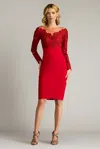 Tadashi Shoji Textured Crepe And Embroidered Tulle Dress In Multi