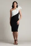Tadashi Shoji One-shoulder Two-tone Taffeta & Crepe Dress In Multi