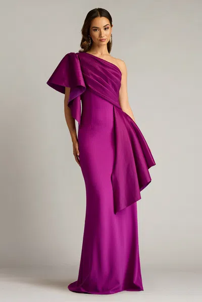 Tadashi Shoji Textured Crepe And Taffeta Gown In Multi
