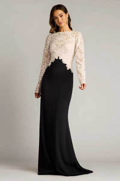 Tadashi Shoji Textured Crepe And Tulle Gown In Multi