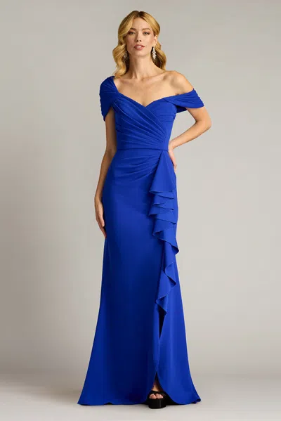 Tadashi Shoji Textured Crepe Asymmetrical Gown In Multi