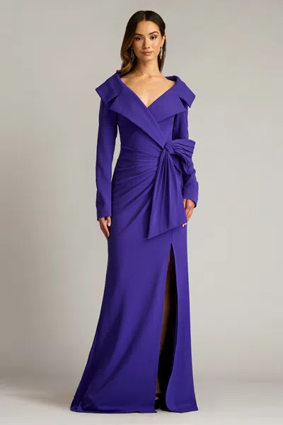 Tadashi Shoji Textured Crepe Long Sleeve Gown In Multi