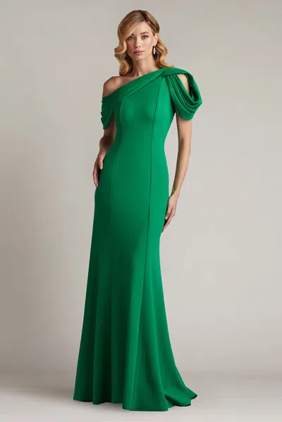 Tadashi Shoji Textured Crepe One Shoulder Draped Gown In Multi