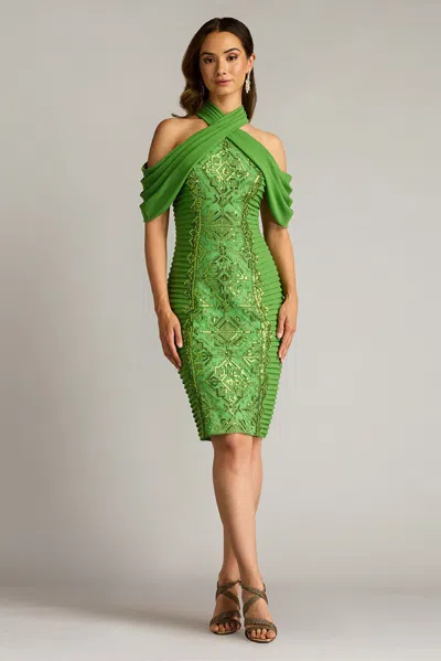 Tadashi Shoji Textured Crepe Paillette Dress In Multi