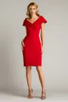 Tadashi Shoji Textured Crepe Portrait Collar Dress In Multi