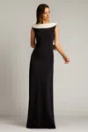 Tadashi Shoji Textured Crepe Sleeveless Contrast Gown In Multi