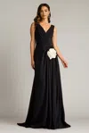 Tadashi Shoji Textured Crepe Sleeveless Gown In Multi